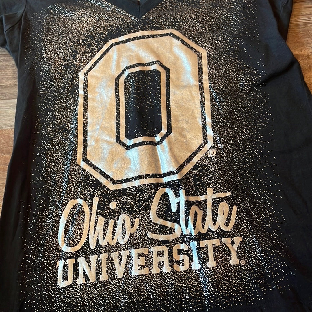 NCAA Ohio State Buckeyes Black Short Sleeve Shirt Women’s V-Neck size Medium