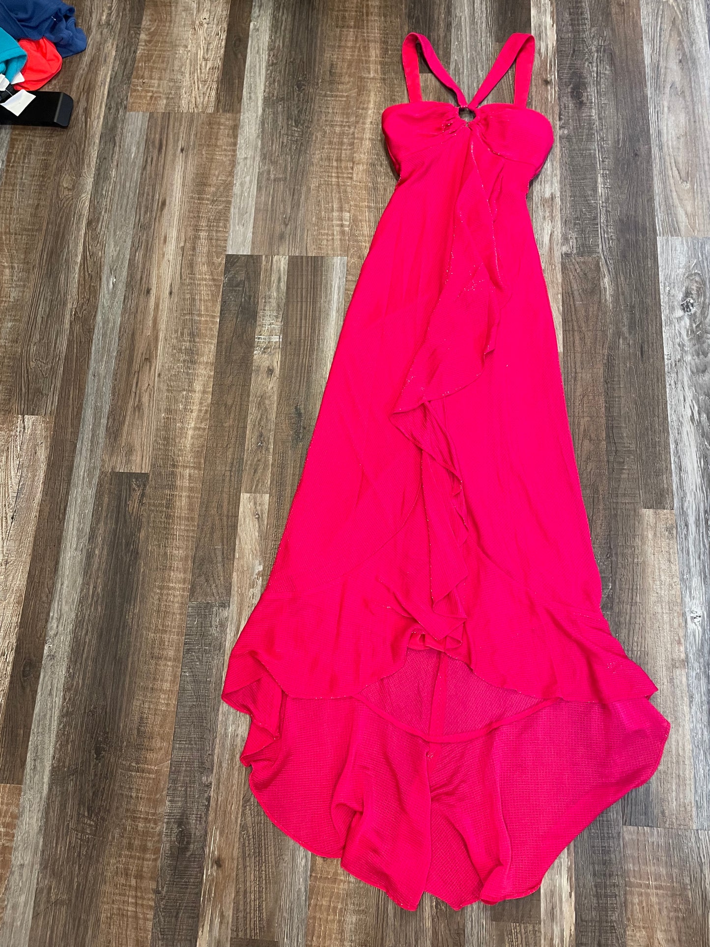 Charlotte Russe Deep Pink w/Gold Metallic high/low Dress Size 1 NWT