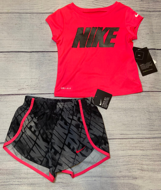 Nike Pink & Gray Girls Short Sleeve Shirt & Short Set size 3t NWT Retails $36