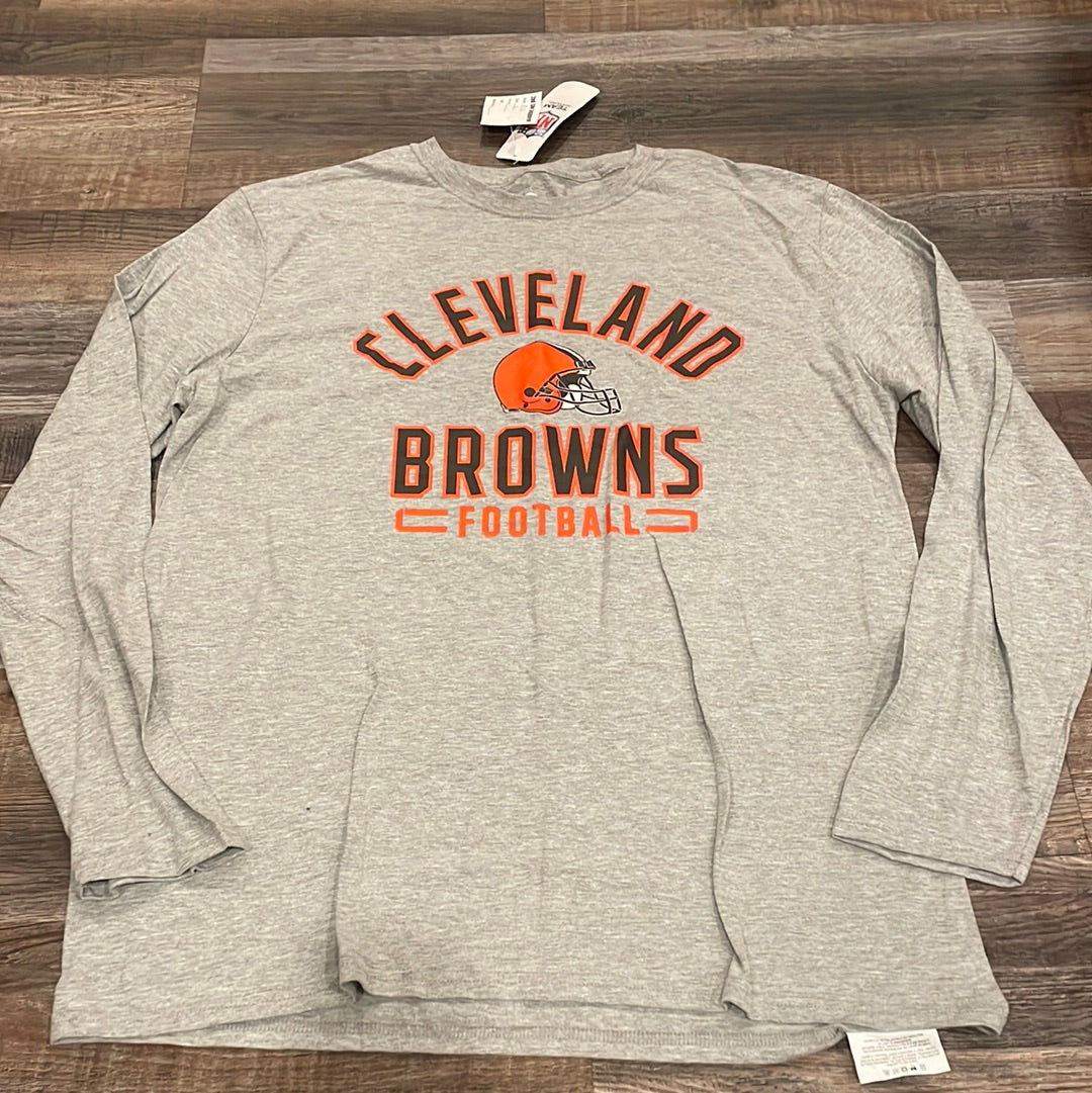 NFL Cleveland Browns Football NEW! Grey Long Sleeve Shirt adult size Large