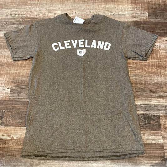 Cleveland OHIO brown short sleeve shirt adult small