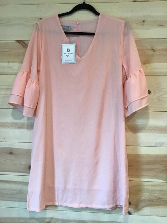 BELONGSCI NEW w/TAGS Womens Solid Peach 3/4 Sleeve Dress loose fit Size Large