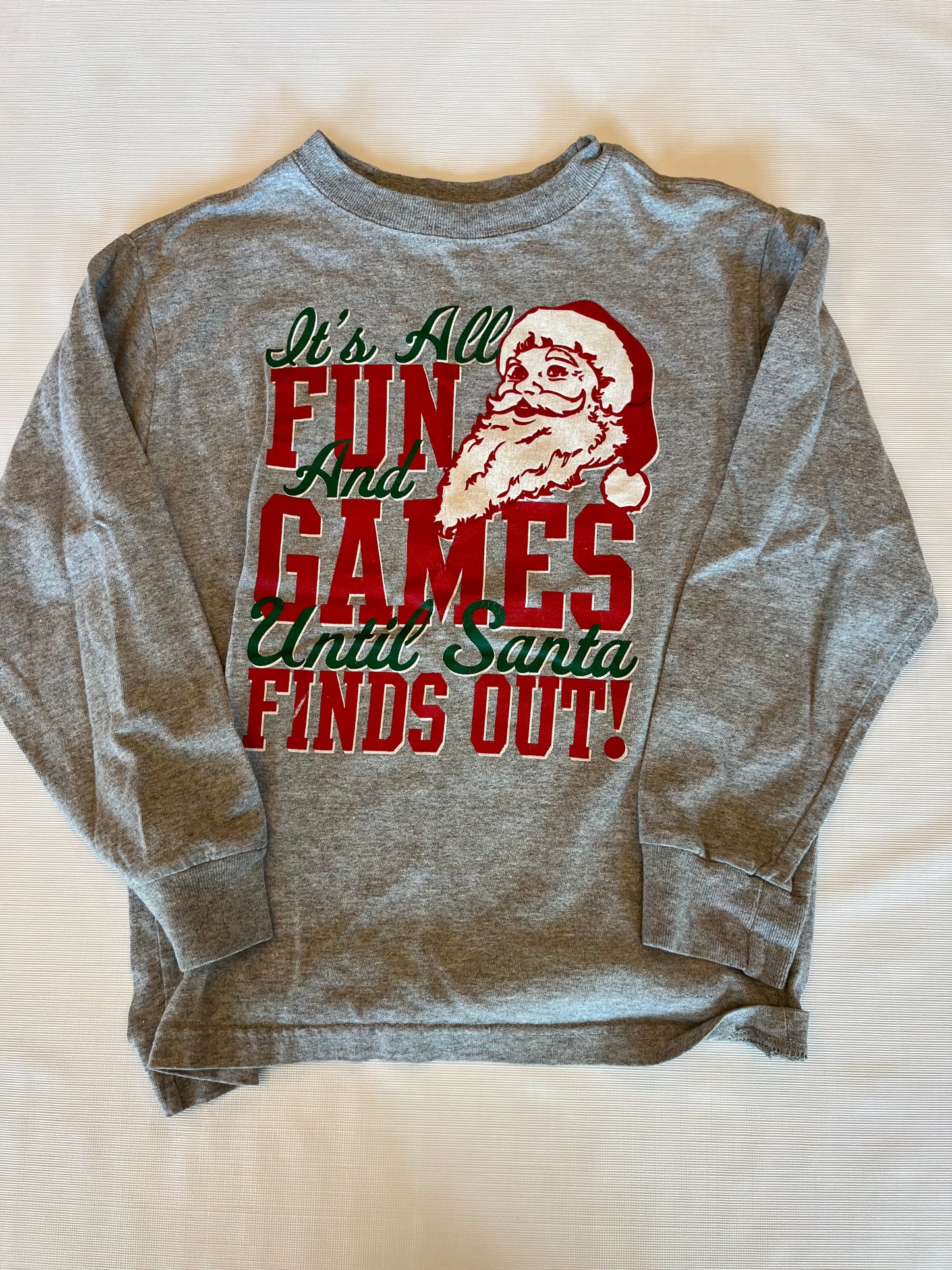 Until Santa Finds Out! Youth Long Sleeve Christmas Shirt size S 6/7