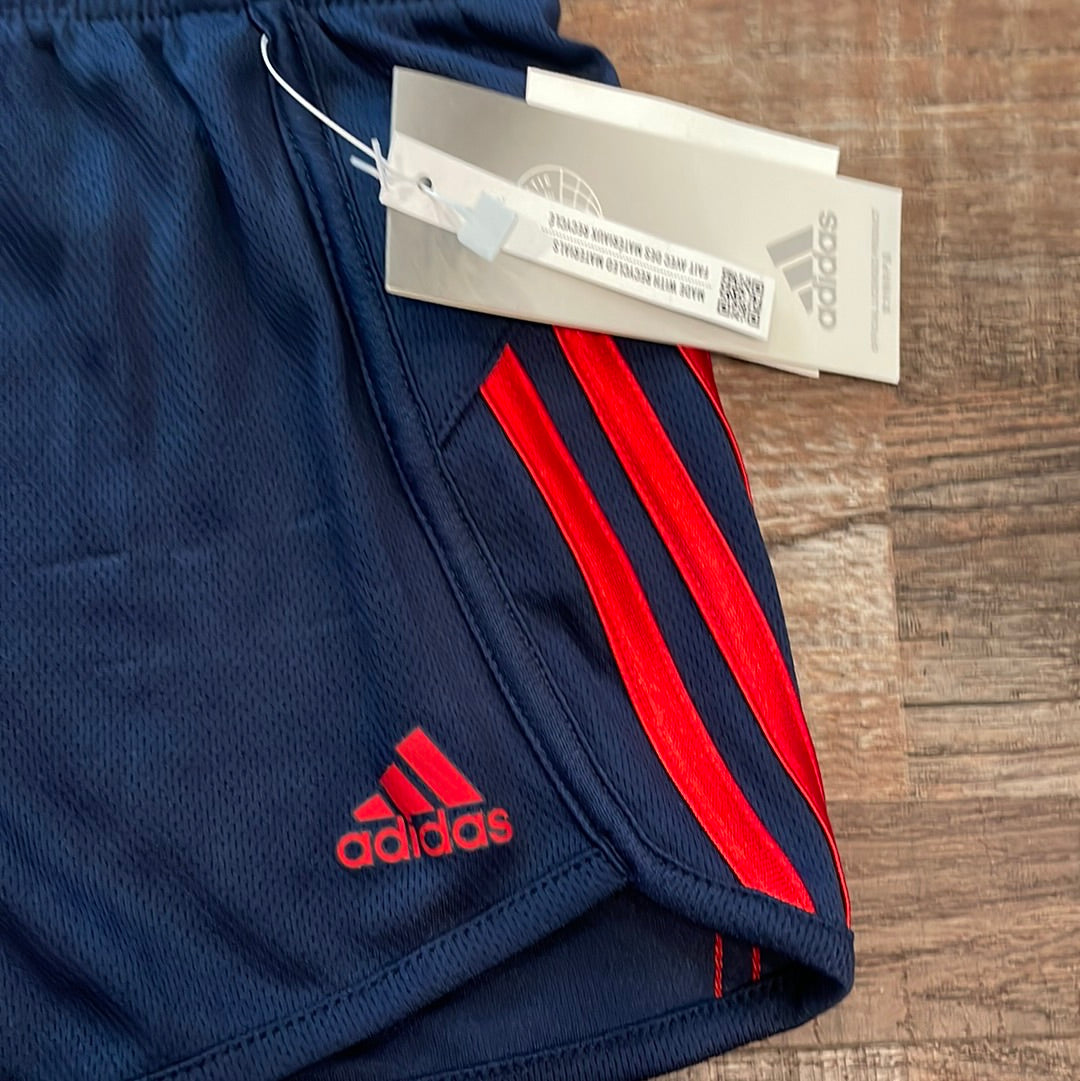 Adidas NEW!! Navy Blue & Red Mesh Shorts Girls size Small 7/8