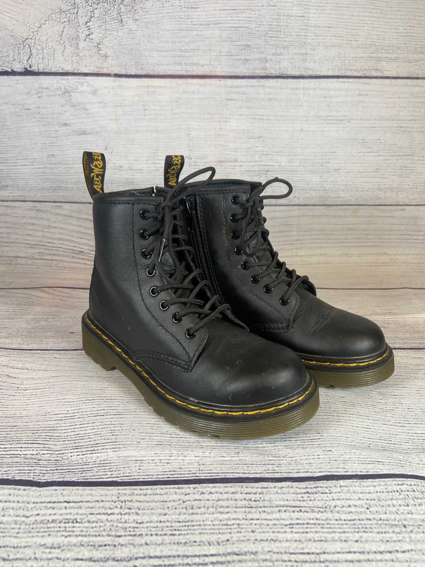 Dr AirWair Martens Lace Up Military Style Black Boots Kids size 13 NWOB