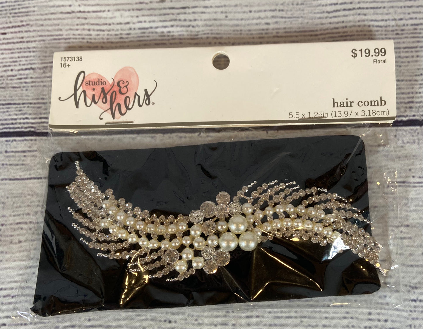 Studio his & hers- Hair Comb 5.5" Silver Rhinestone & Pearls