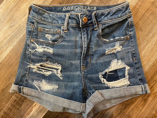 American Eagle Womens Super Stretch Jean Shorts Distressed size 2