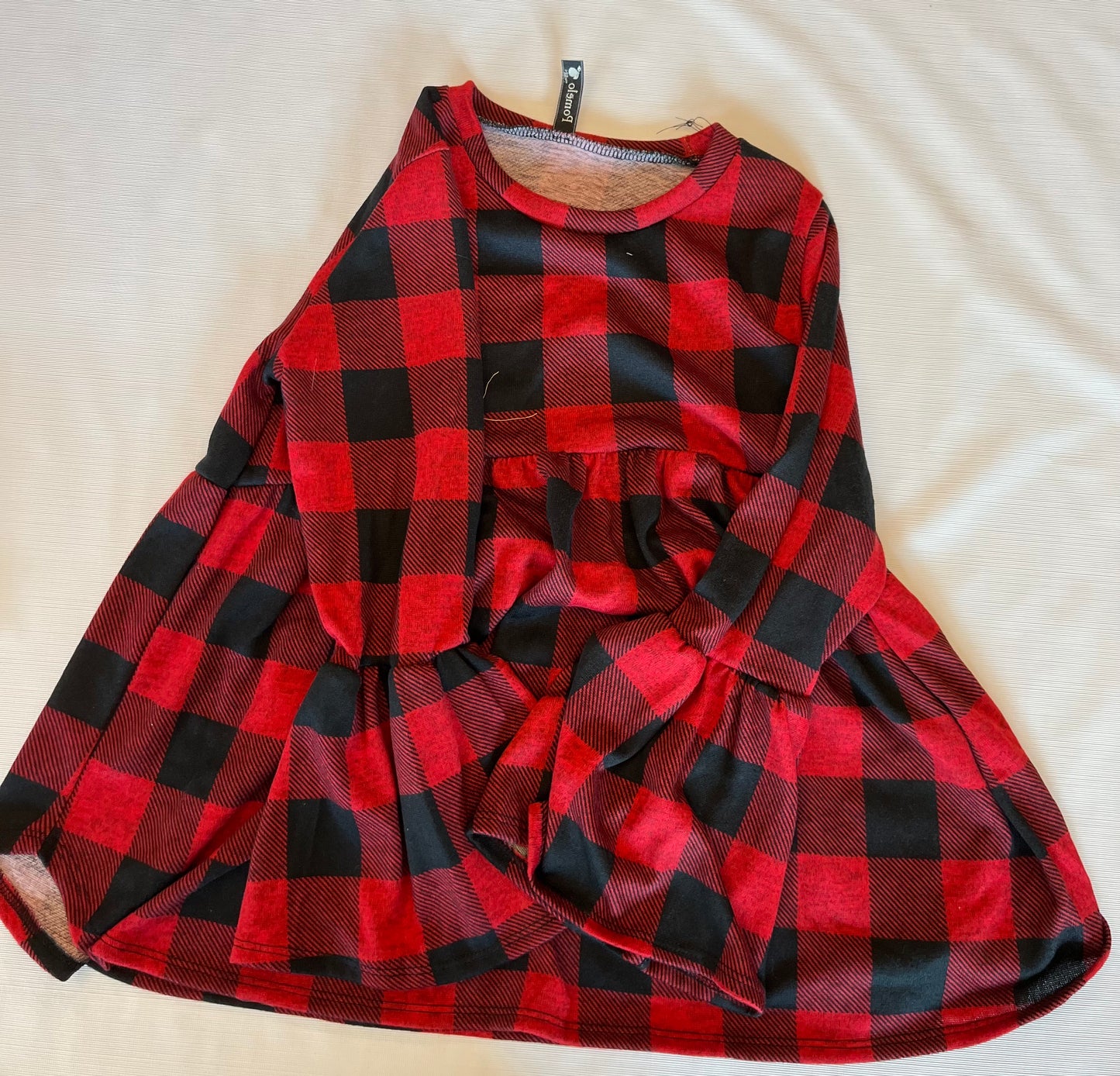 BOUTIQUE NEW!!! Buffalo plaid Red Christmas Girls LS Shirt size Small