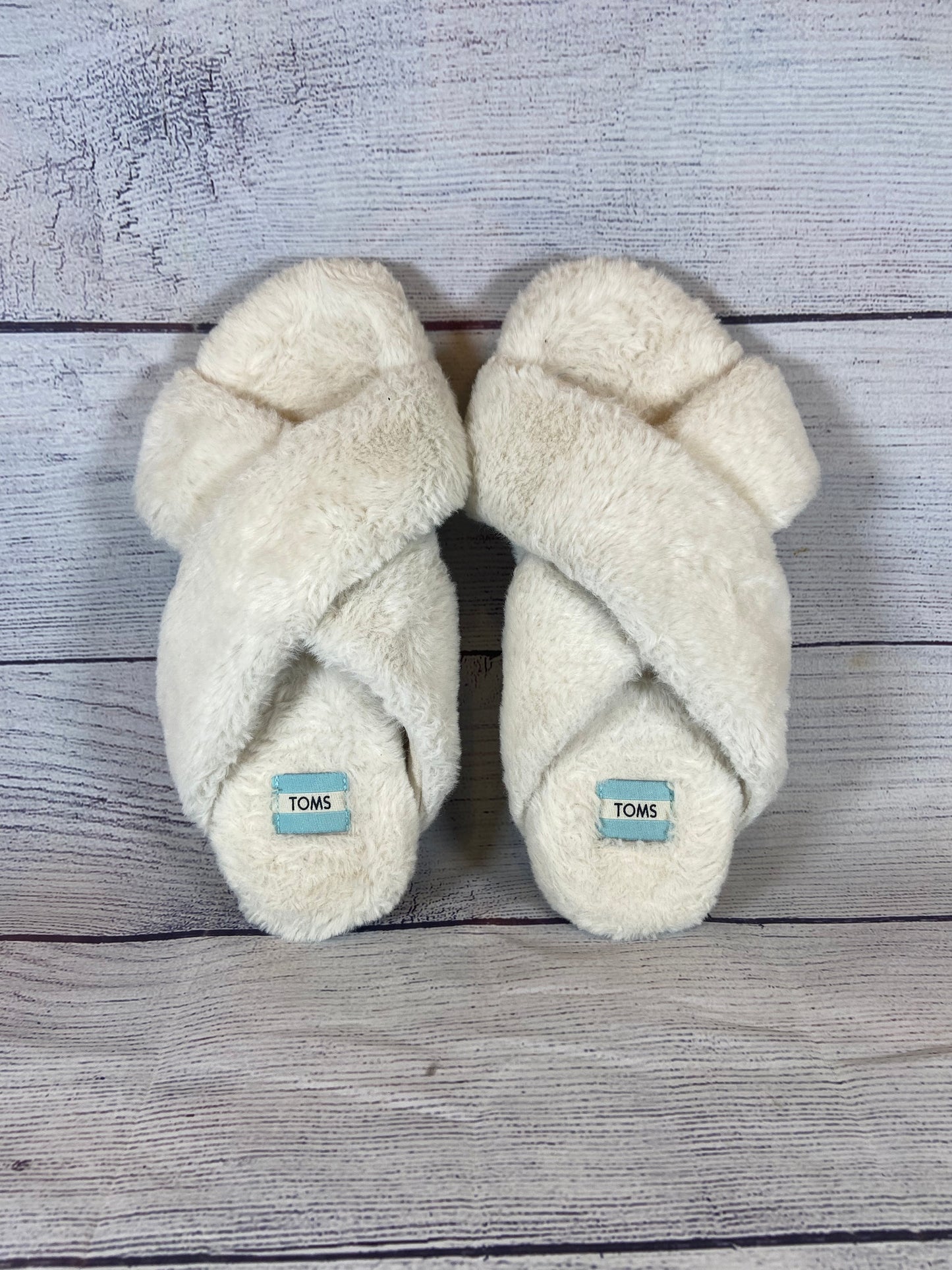 TOMS Susie Natural Faux Fur Slipper Womens Size 9 Ivory White Slip On