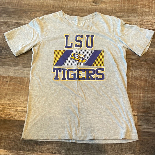 NCAA Louisiana Tigers LSU Grey Short Sleeve Shirt Youth size Medium 10/12