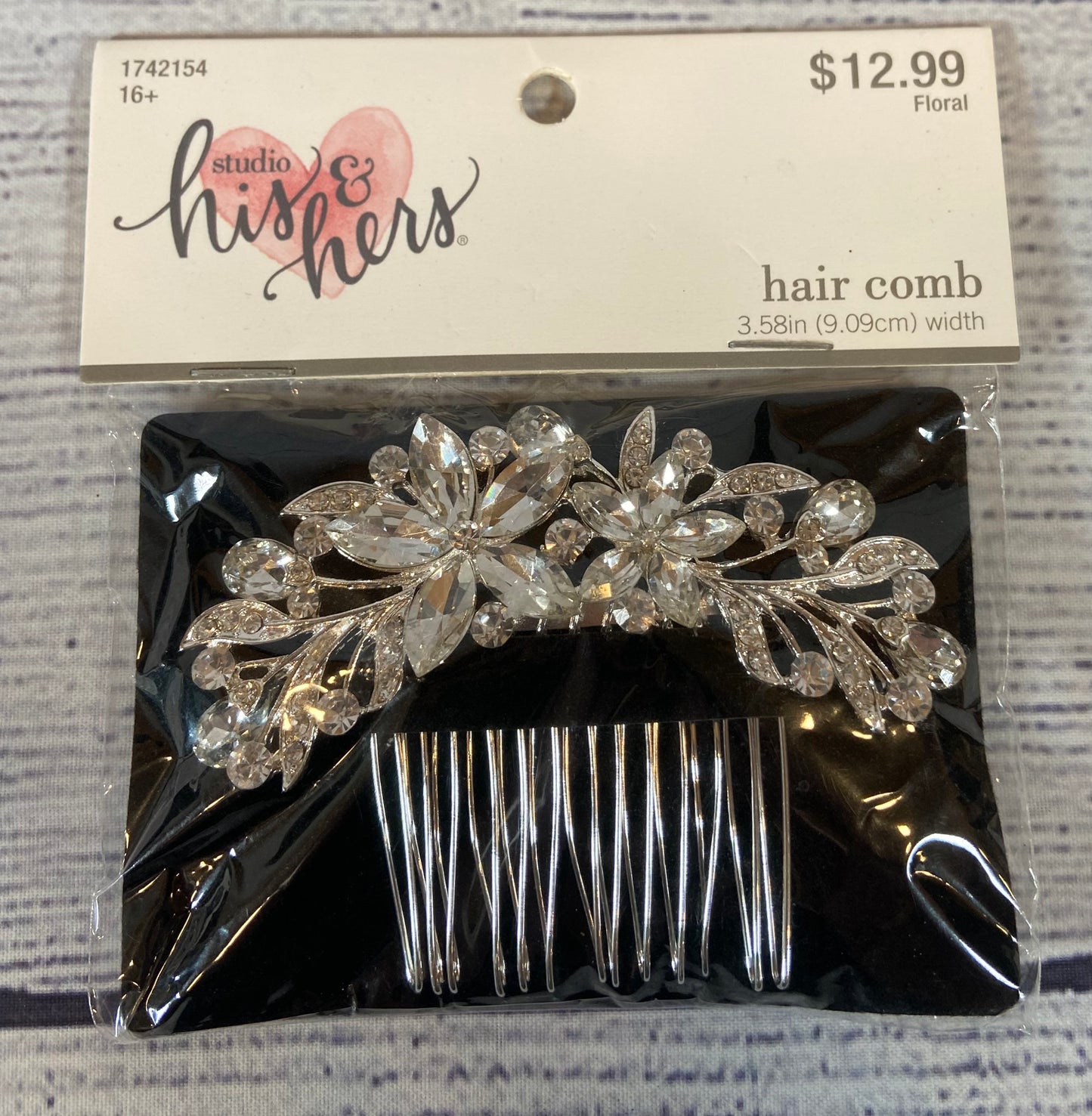 Studio his & hers- Hair Comb Silver Embellished Jeweled