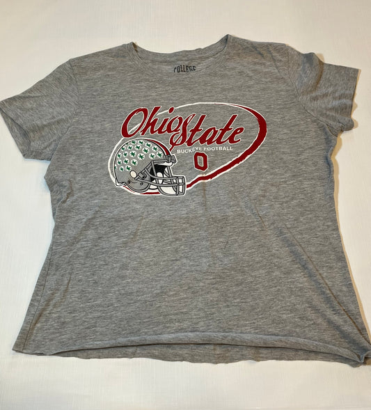 NCAA Ohio State Buckeyes Womens Gray Crop Top short Sleeve Shirt size XL