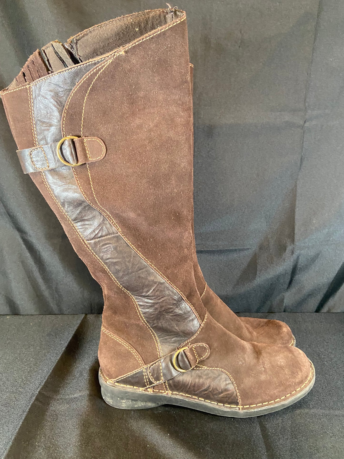 Clark's Brown Suede & Leather Tall Boot Women size 9