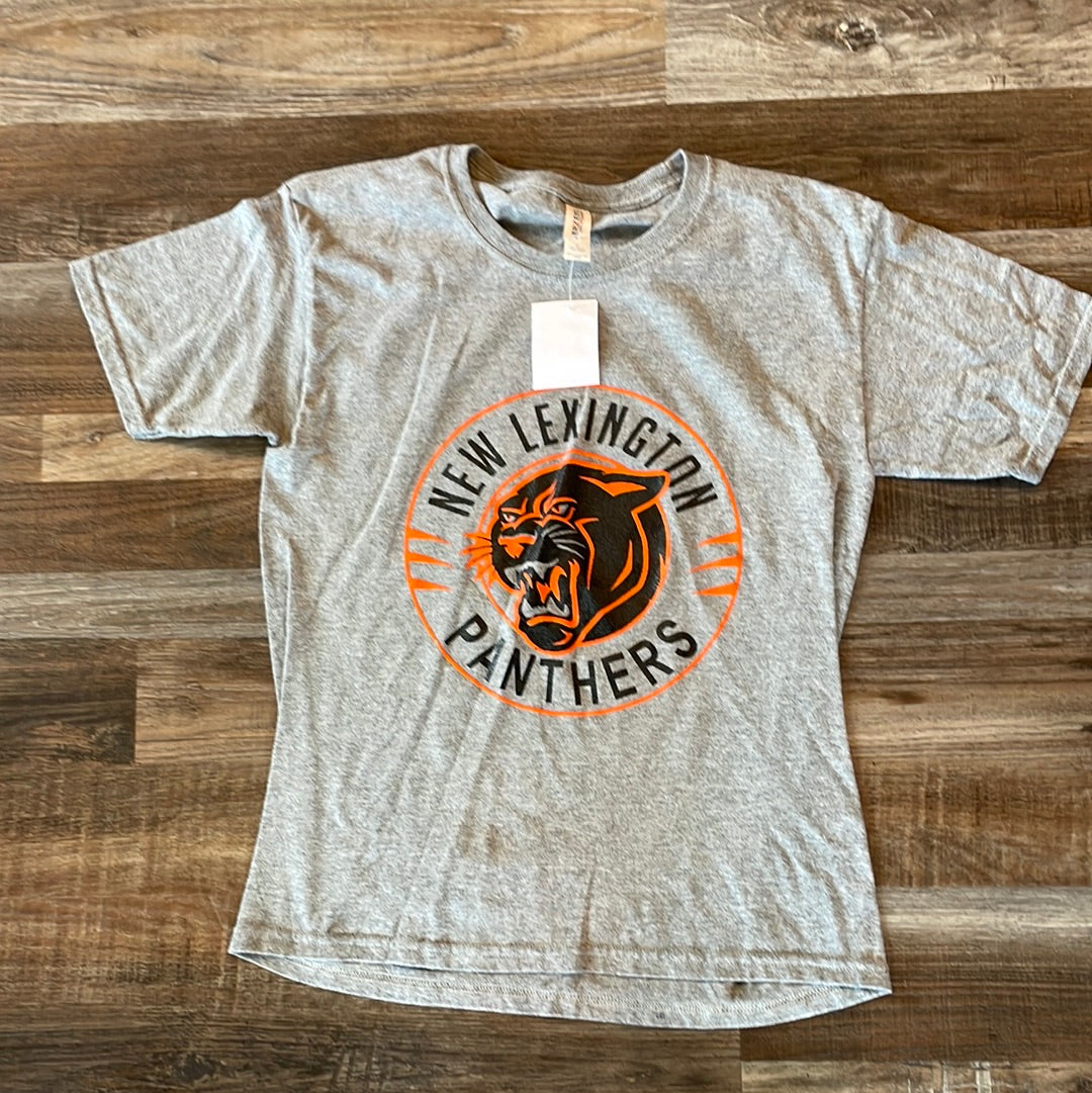 Jerzees youth grey “New Lexington Panthers” w/ Panther T-shirt size L