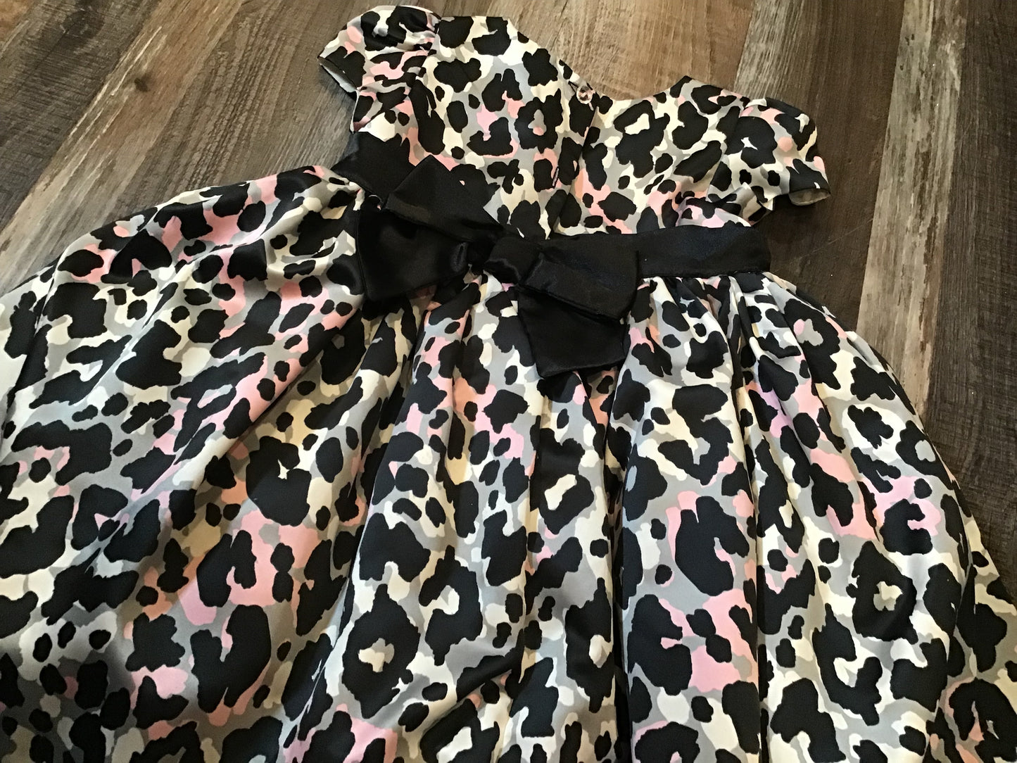 Paulinie Satin Leopard Girls Dress size 3T Easter, Valentines Day, Wedding