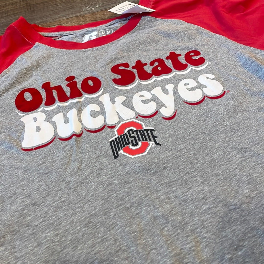 NCAA Ohio State Buckeyes red & grey women’s crop top size M (8-10)