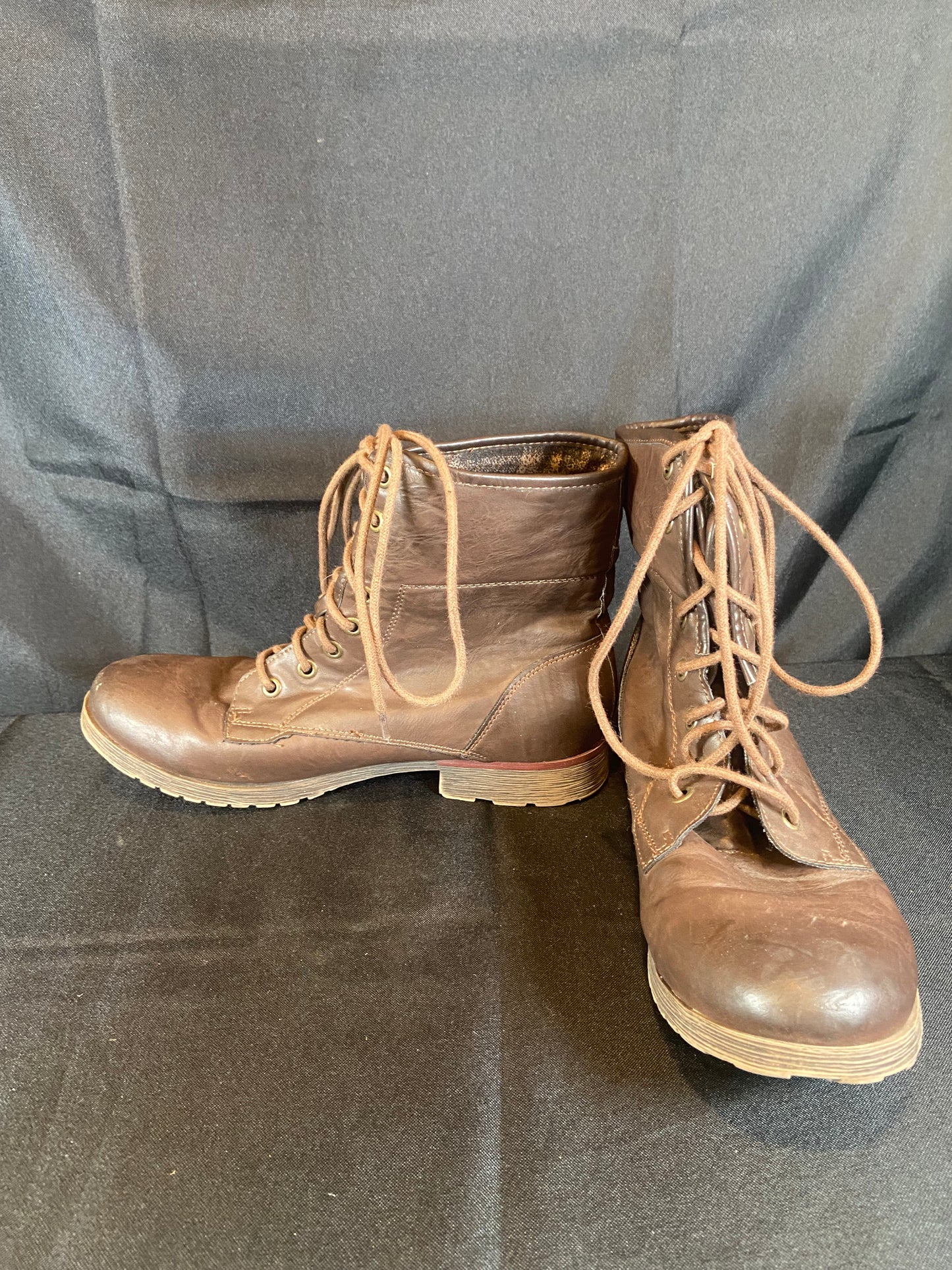 Rock & Candy Brown Spraypaint Fold Down Combat Boot Women size 9.5