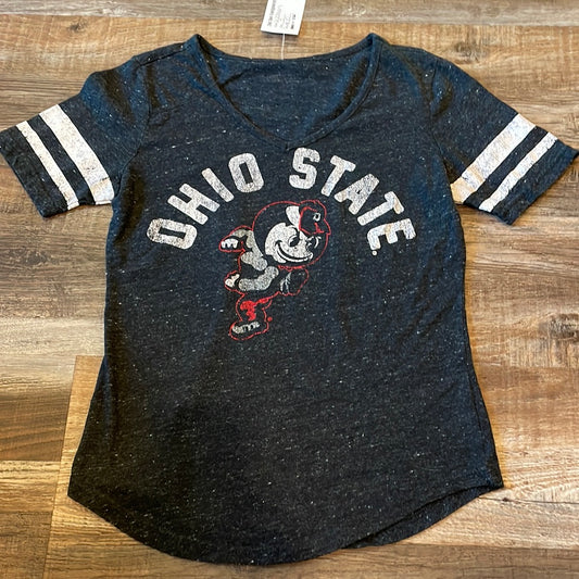 OHIO STATE  w/Brutus Dark Grey Short Sleeve Shirt womens size small