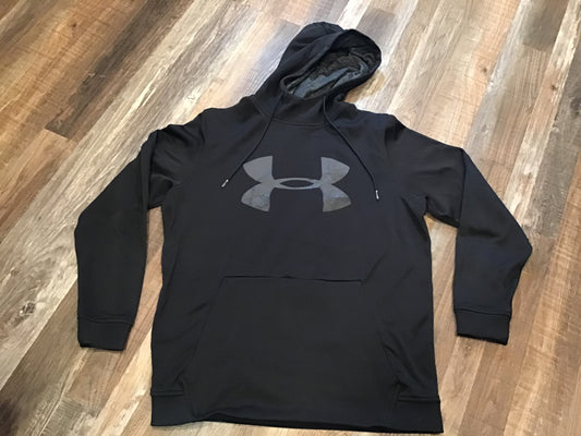 Under Armour Black Sweatshirt w/Large Shiny Logo Mens Size Medium