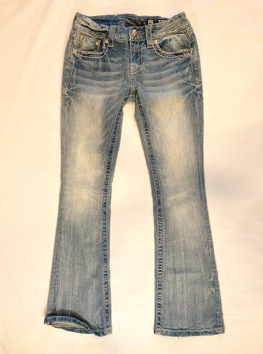 Miss Me Signature Boot Jeans Embellished Women size 27 light wash