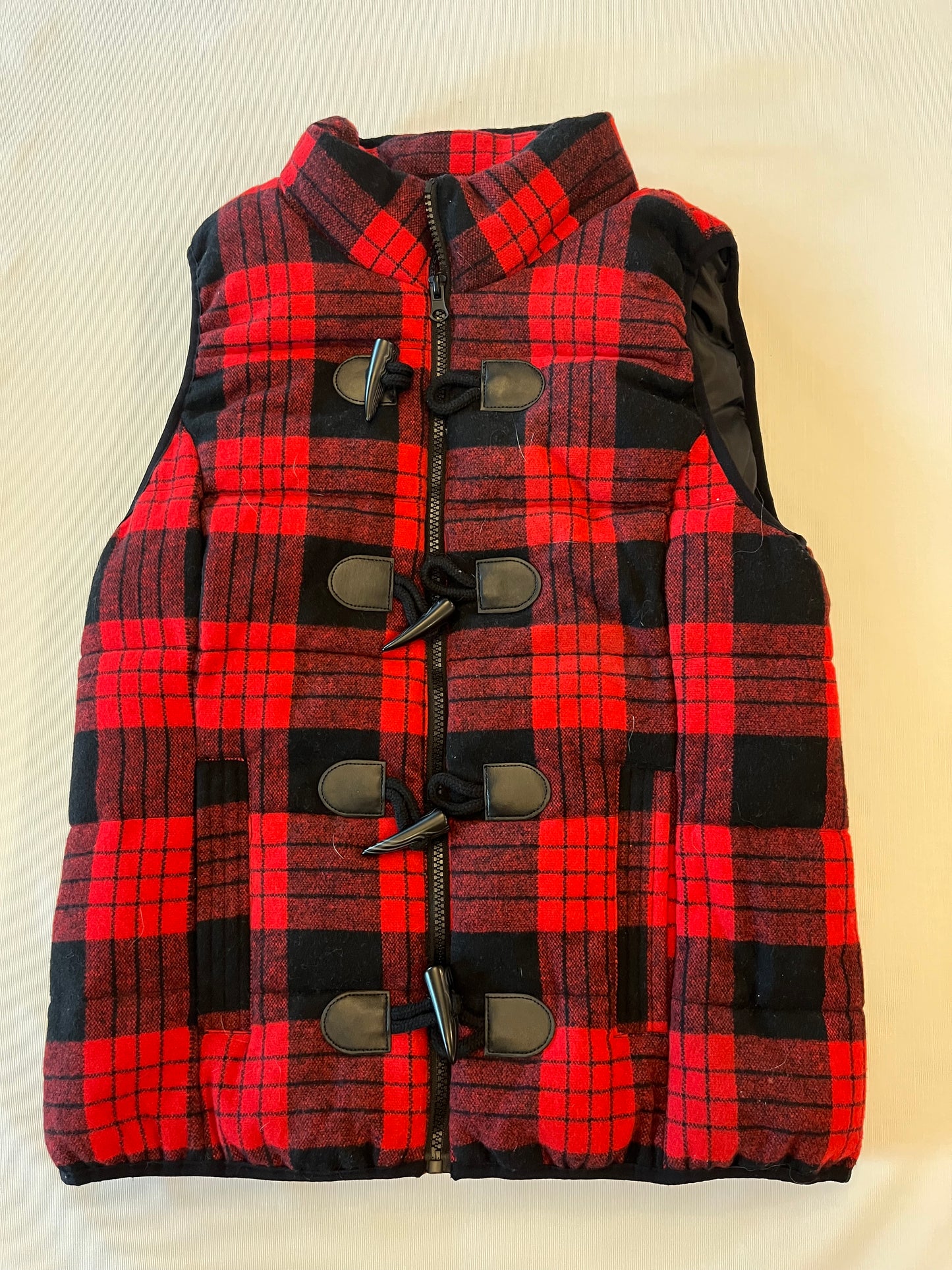 Ruff Hewn Buffalo Plaid Red & Black Vest Women size Small