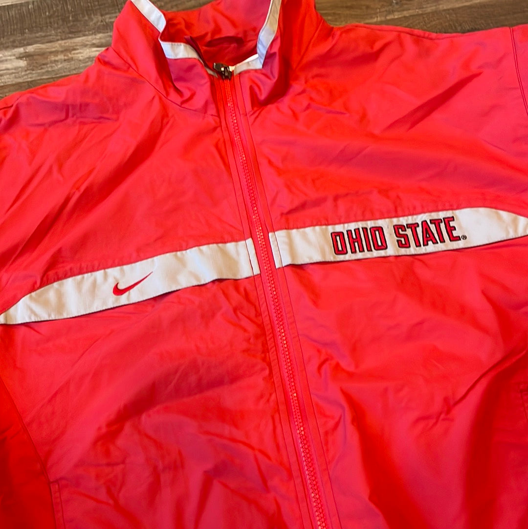 NCAA Nike Ohio State Buckeyes Zip-Up Jacket Polyester Shell Red Men’s Size Large