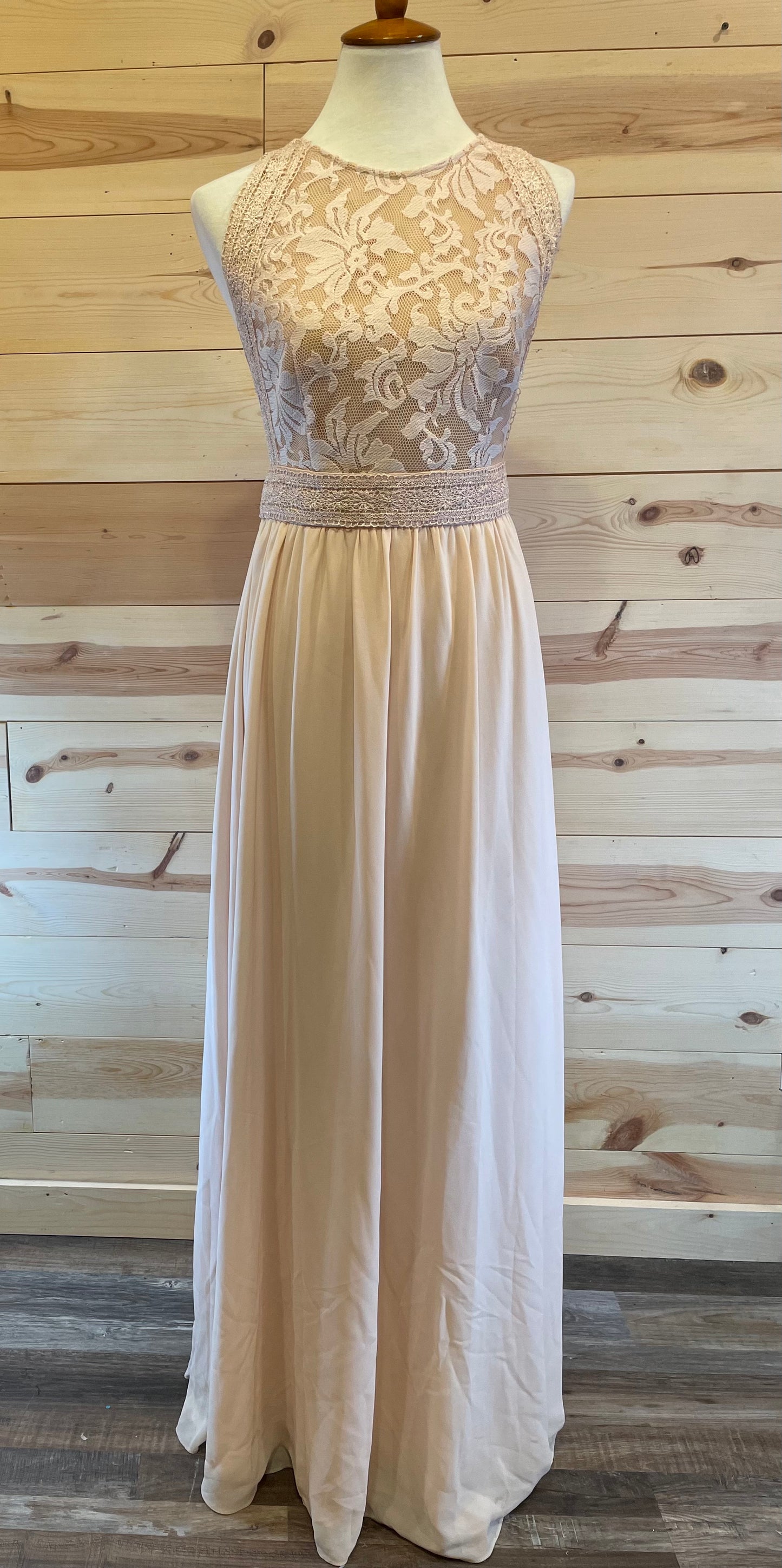 Lulus Cream Lace Sleeveless Long Formal Dress Womens size Large