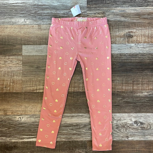 Btween NEW!! girls pink w/ gold hearts leggings size 6