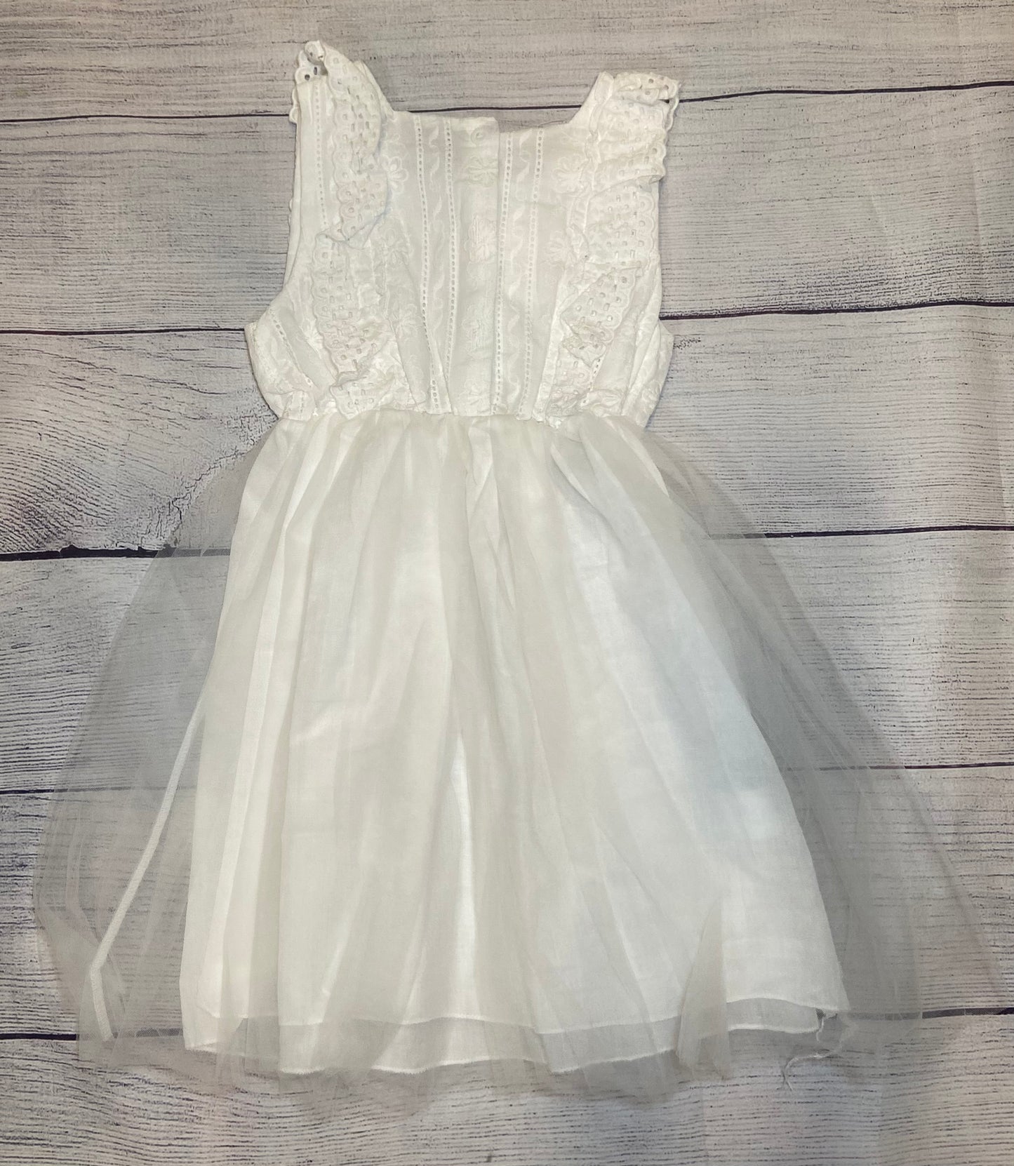 Girls Summer White Lace & Sheer dress size 6-7