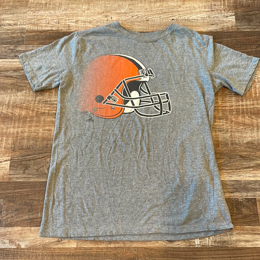 Football Orange Helmet on Grey short sleeve Shirt youth XLarge