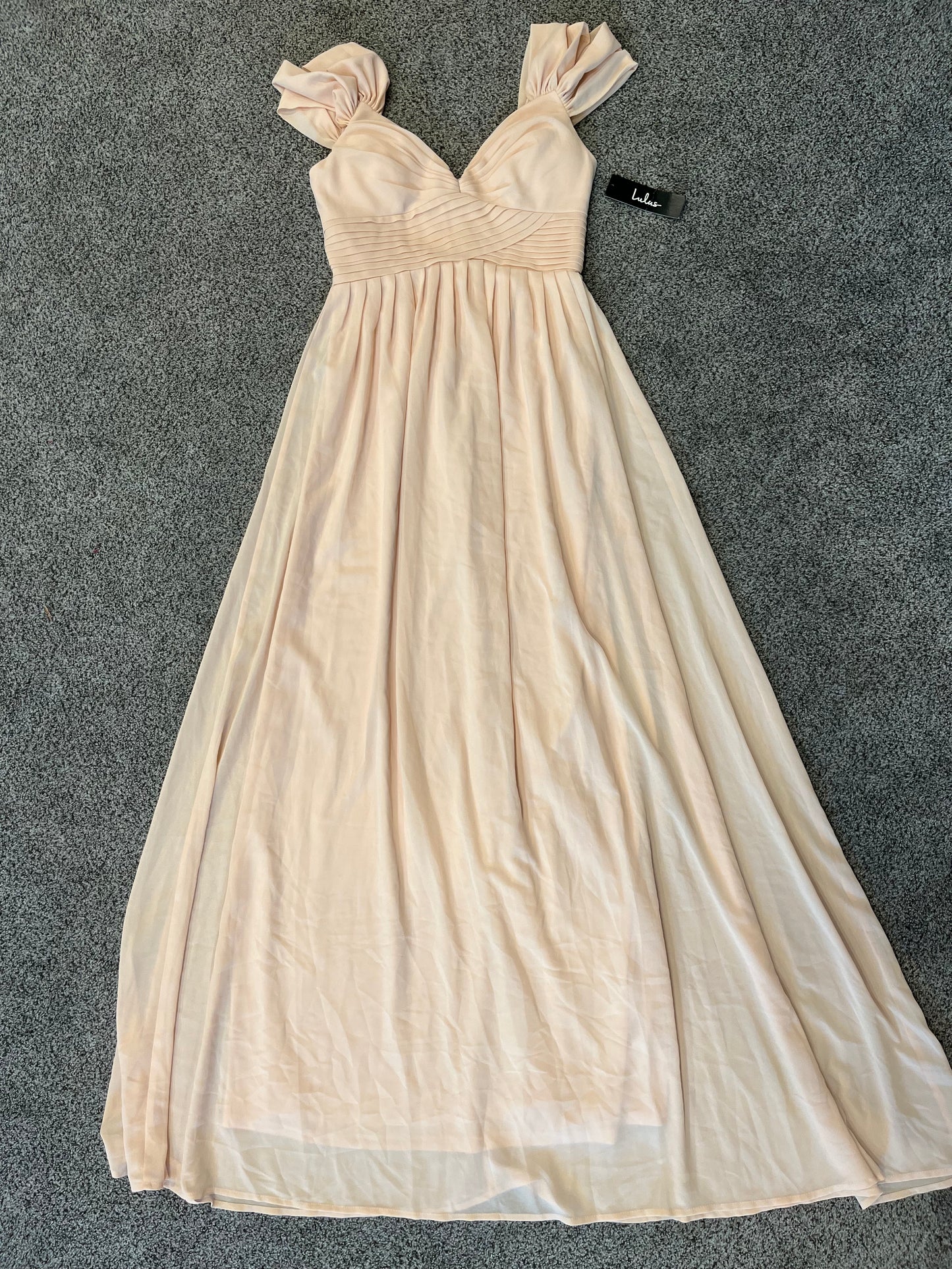 Lulus Cream Off Shoulder Straps Long Formal Dress Womens size Small