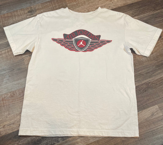 Jordan White Short Sleeve with Red/Black Logo Youth XL