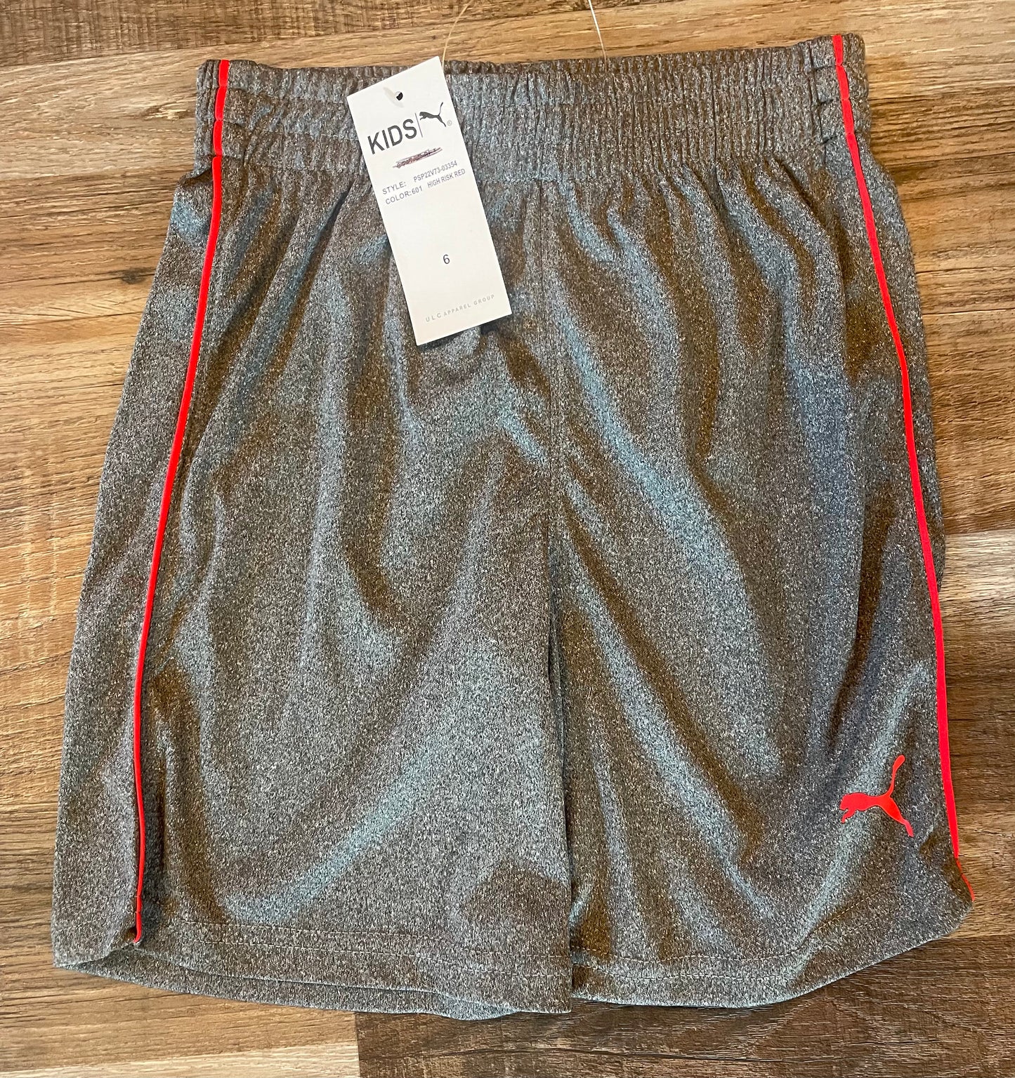 Puma Grey w/ red stripe NWT Youth boys shorts size 6