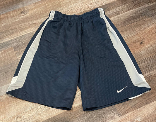 NIKE dark blue w/grey & white down the side boys shorts size medium