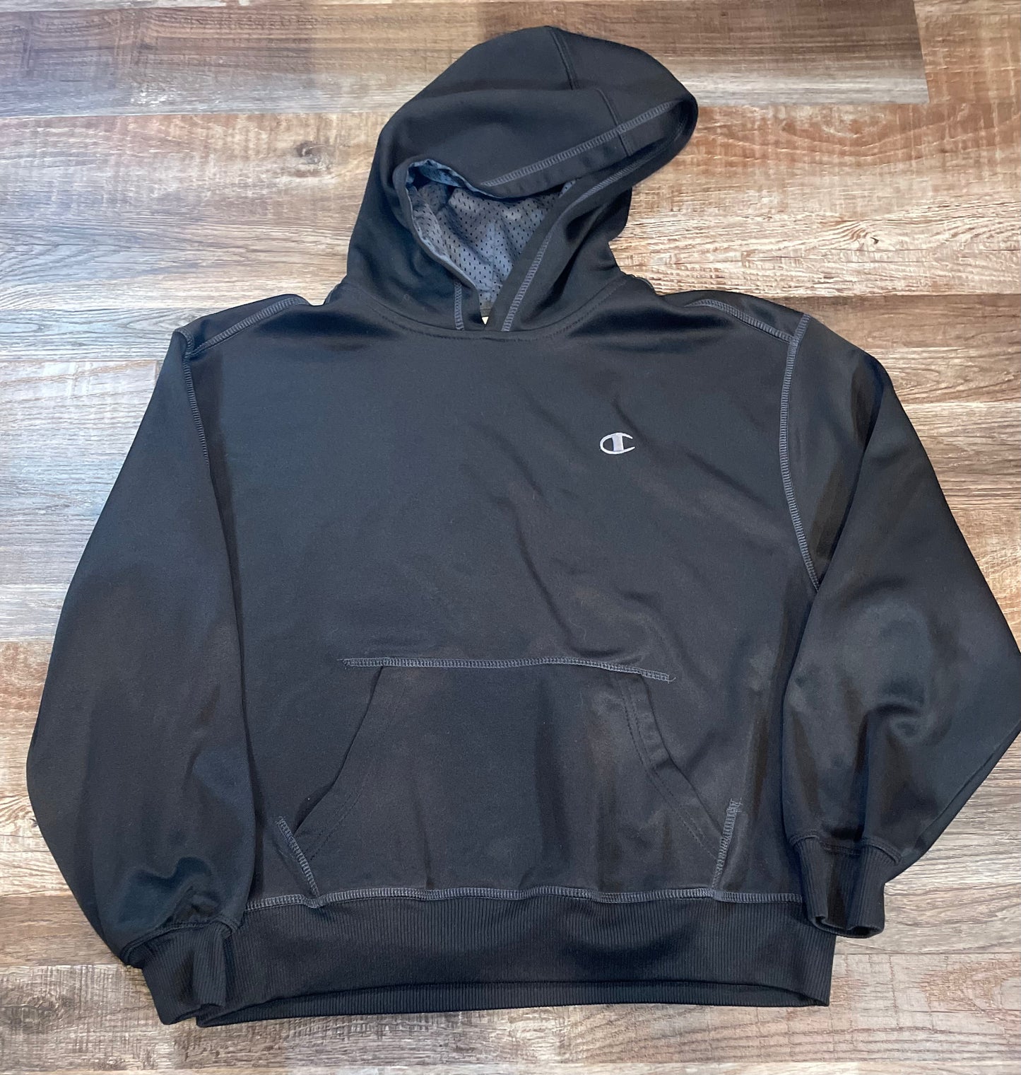 Champion youth black hooded sweatshirt size L