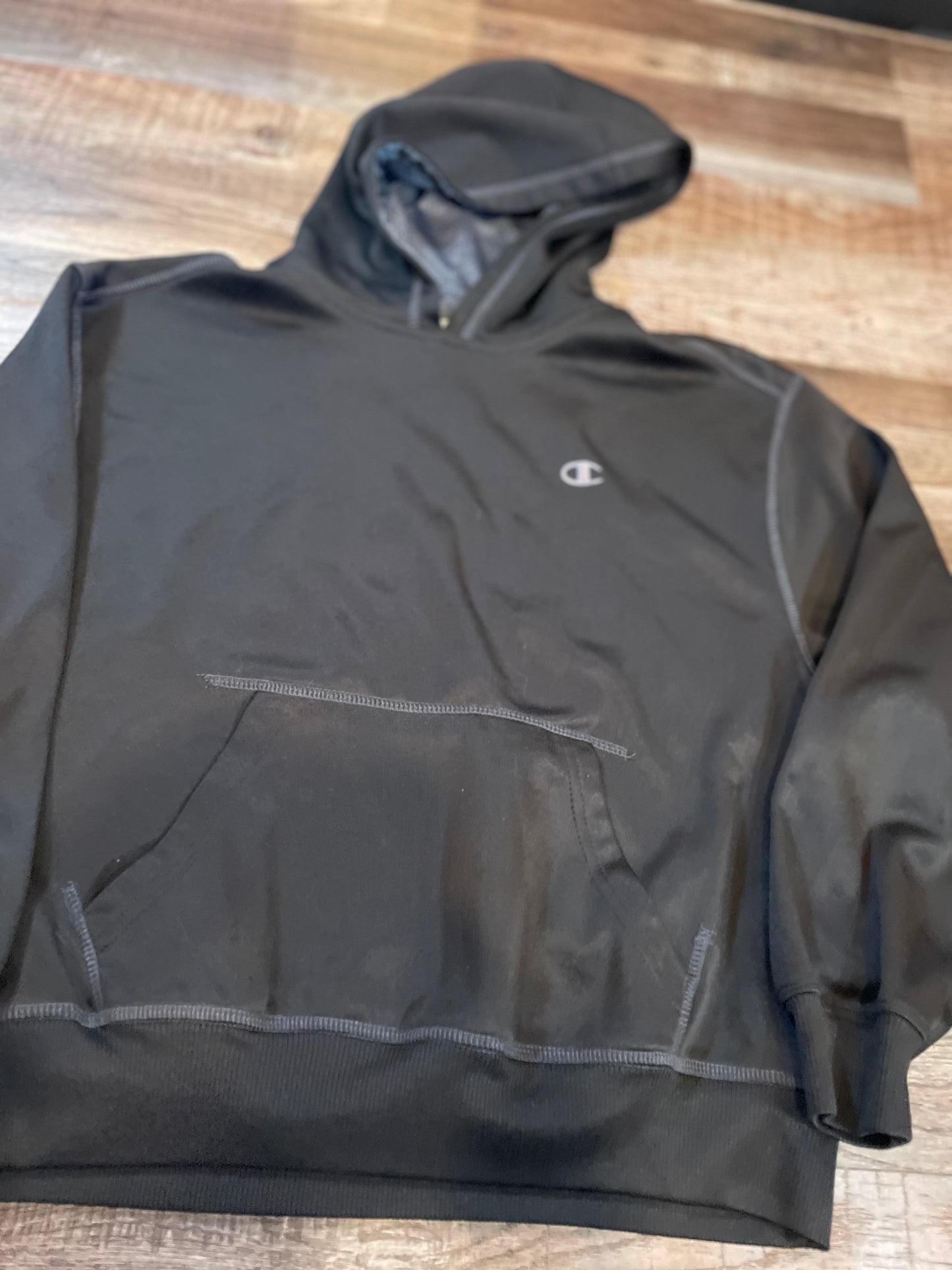 Champion youth black hooded sweatshirt size L