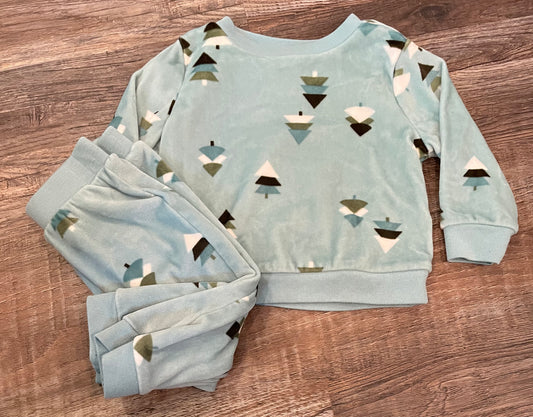 Baby Cat & Jack NEW!! Blue/Green set w/trees sweatsuit boys size 6-9 months