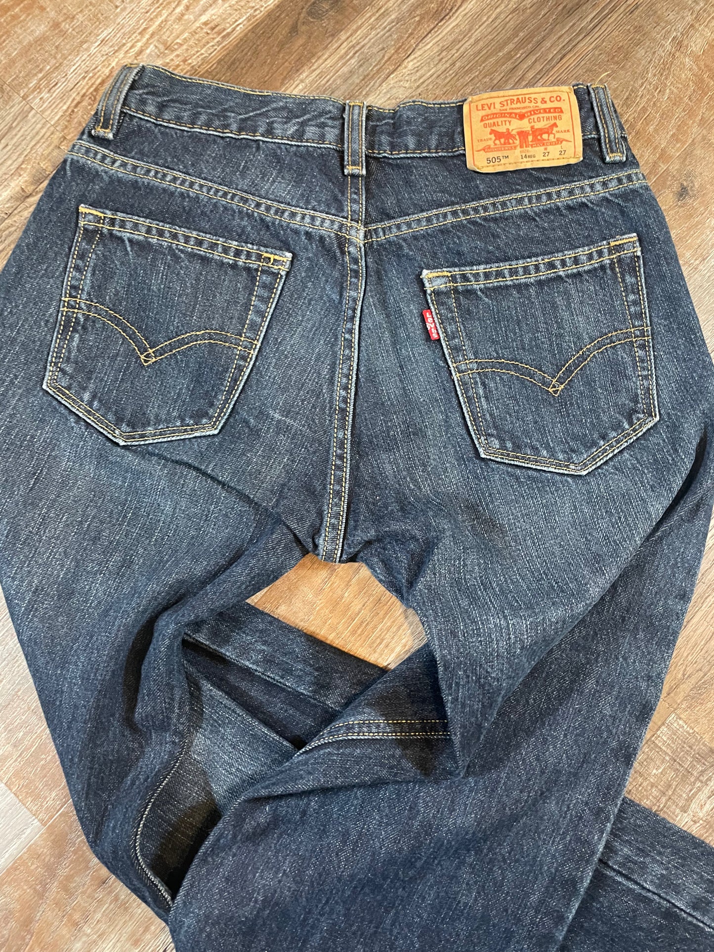 Levi 505 Straight Jeans Dark Boys size 14