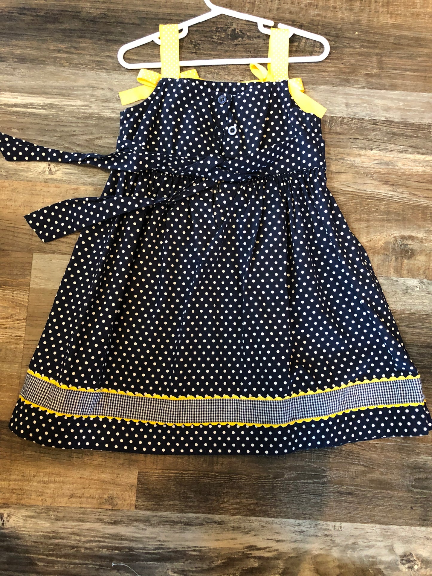 Blueberi Boulevard girls dress navy blue w/polka dots size 5