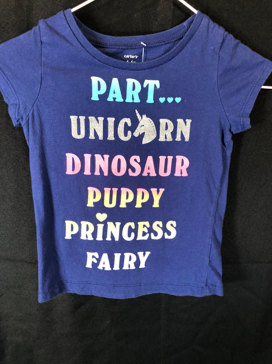 Carter’s Part Unicorn Navy Blue shirt girls size 6-6x