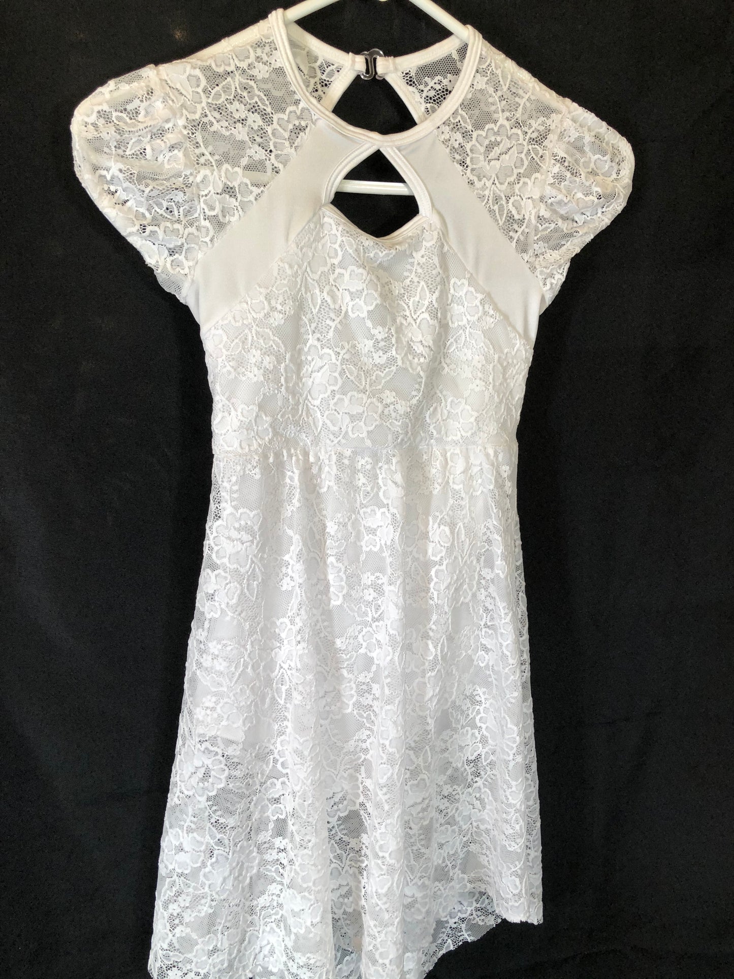 White Lace Dress open Back Girls size Medium