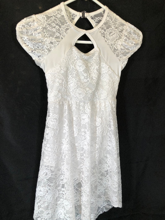 White Lace Dress open Back Girls size Medium