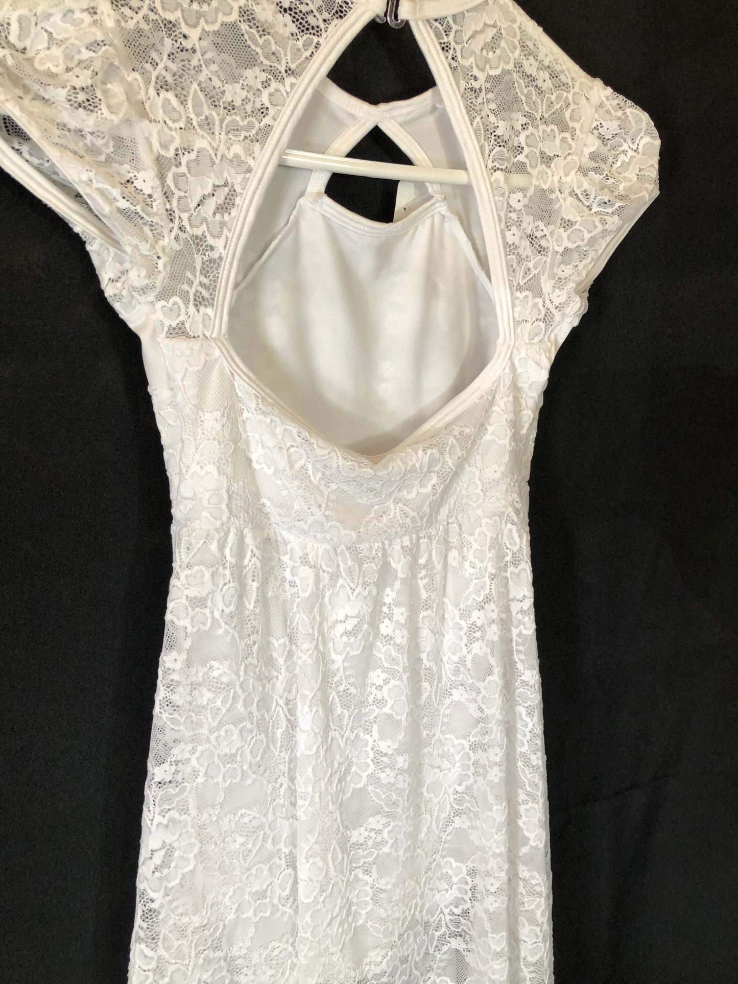 White Lace Dress open Back Girls size Medium