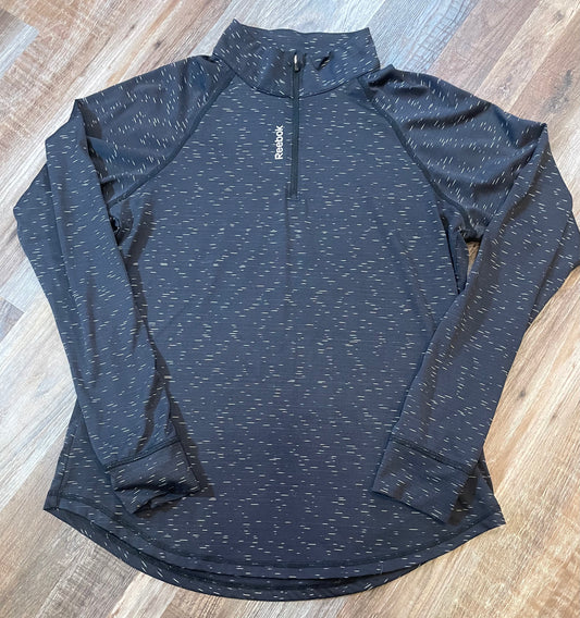 Reebok 1/4 Zip Long Sleeve Black & White womens size Medium