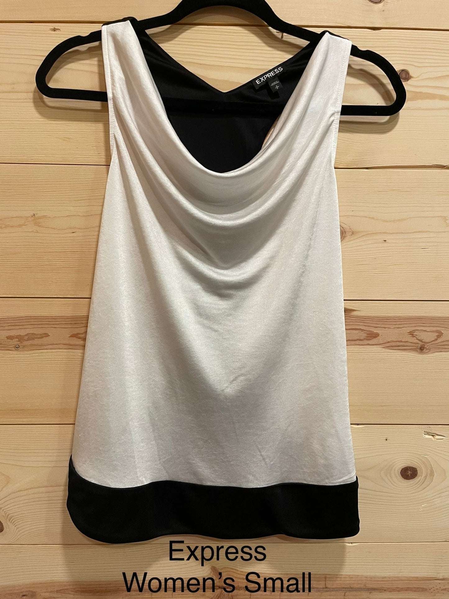 Express Black & White Satin Tank Top Womens size Small