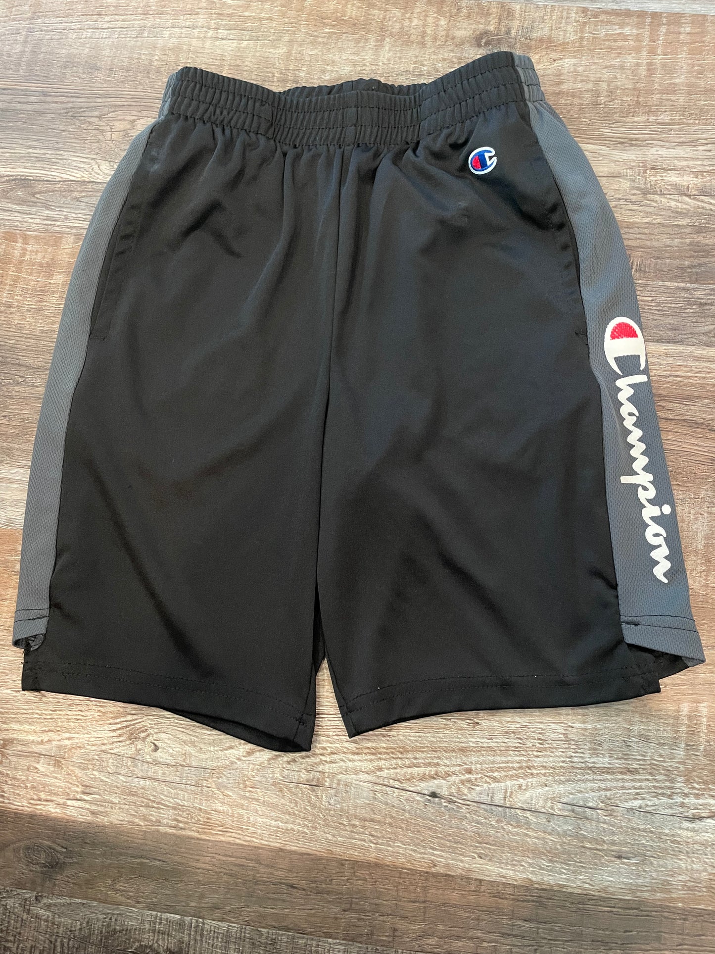 Champion DriFit Black Short w/grey side stripe & Logo Boys size Large