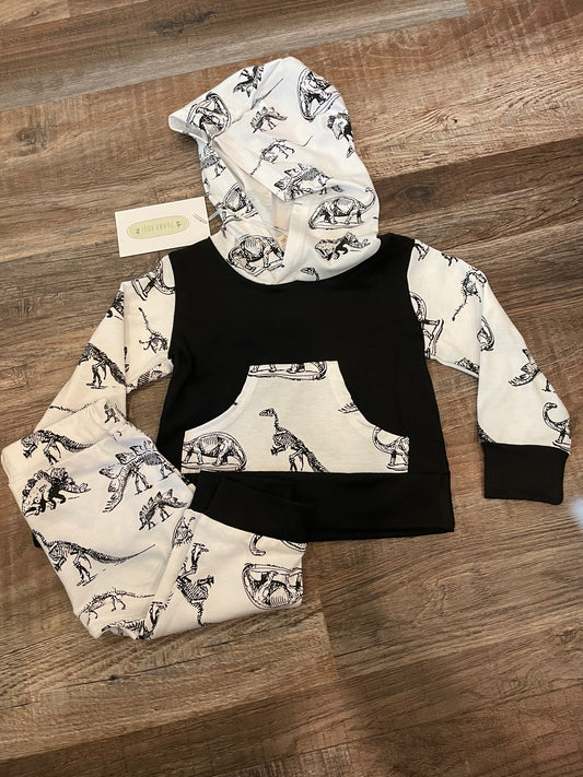 Boutique NEW!! Infant black & white dinosaurs hoodie/pants set size 6 months