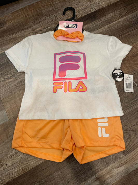 FILA NEW!! Crop Top, Shorts & Scrunchie set girls size 5/6 Retail $32