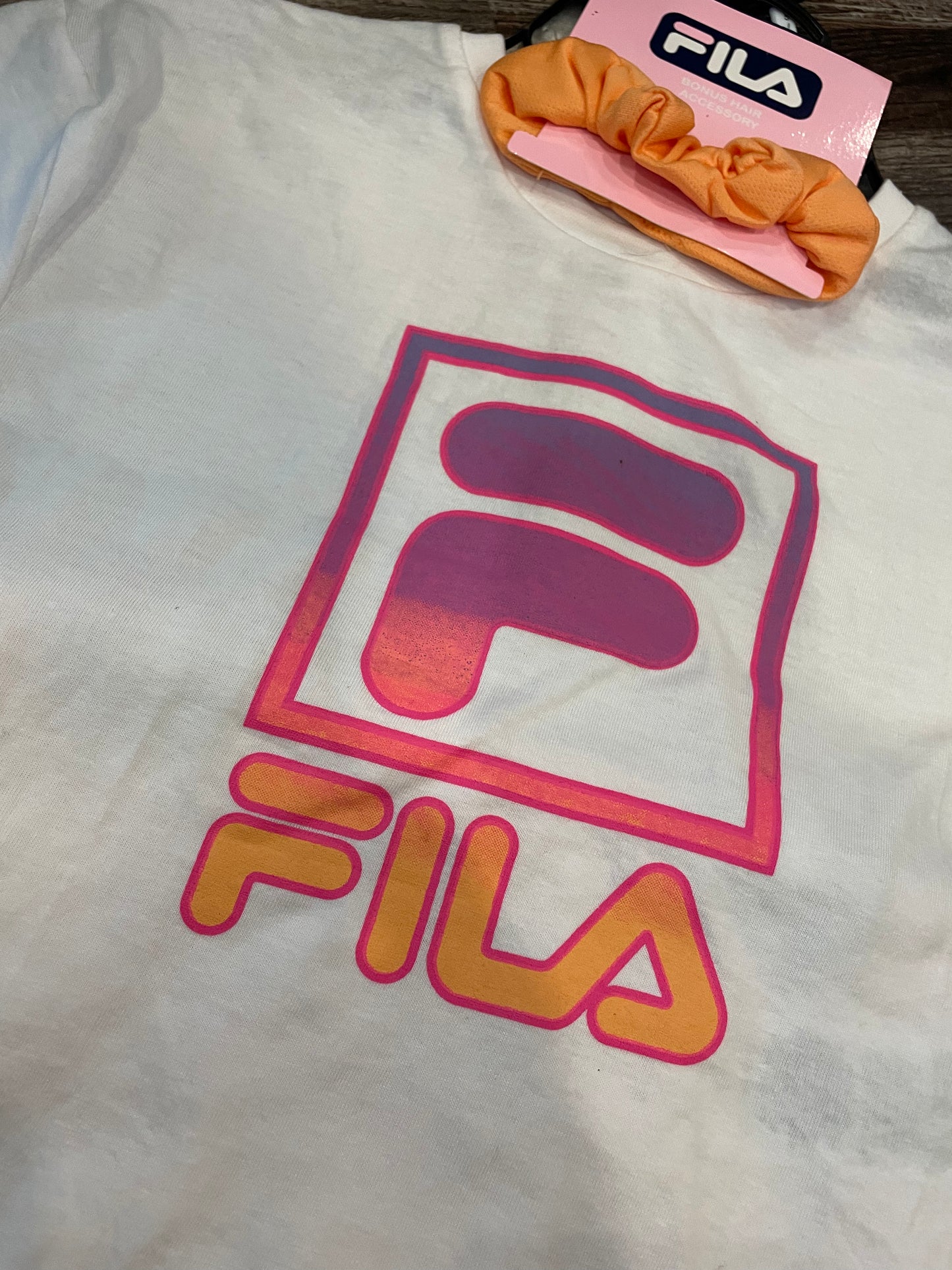 FILA NEW!! Crop Top, Shorts & Scrunchie set girls size 5/6 Retail $32