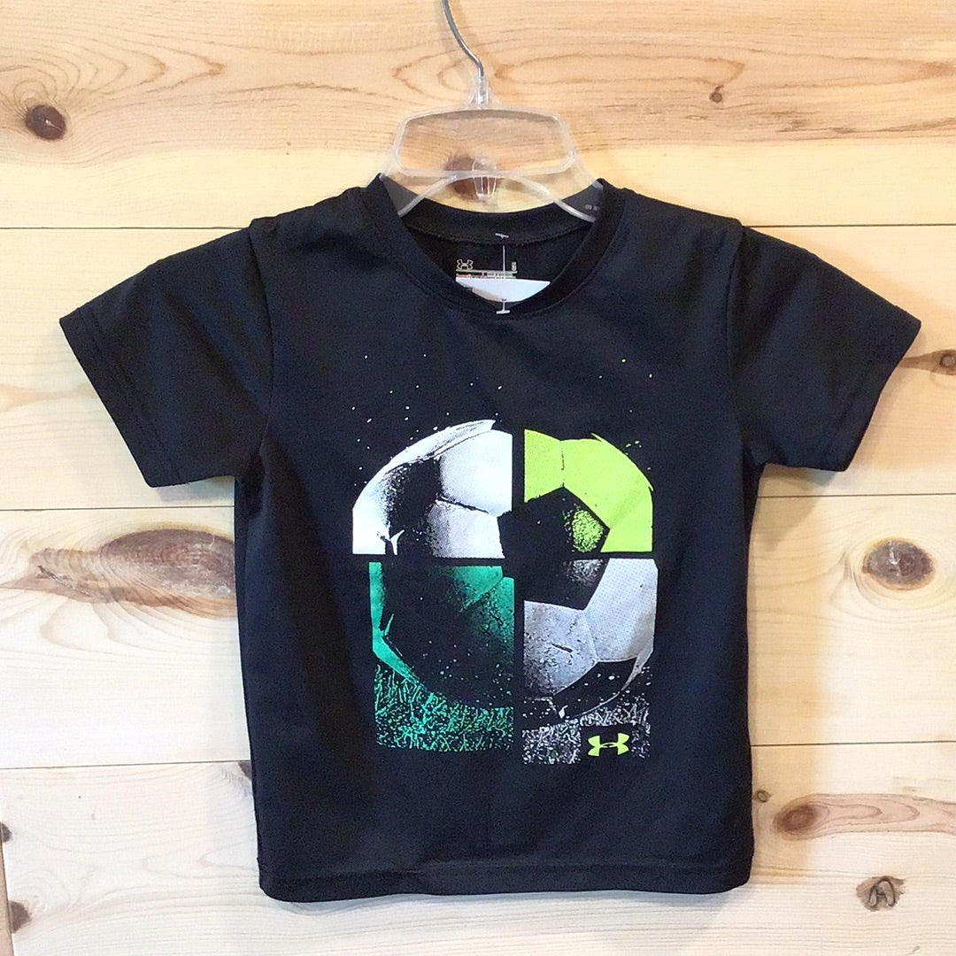 Under Armour Black and Neon Green Soccer T-Shirt Boys Youth Size 5